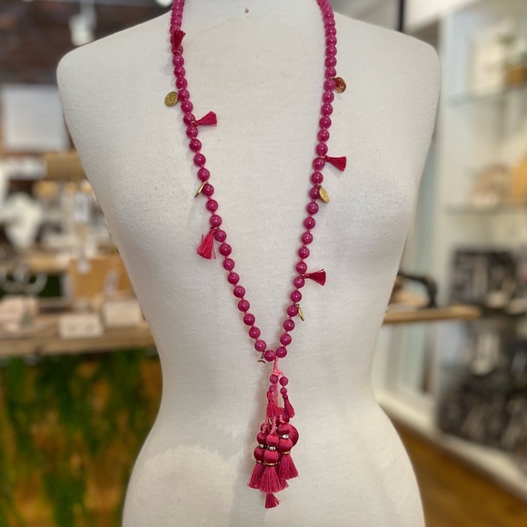 Kate Spade β οΈ Pretty Poms Pink Beaded Long Necklace, NWOT